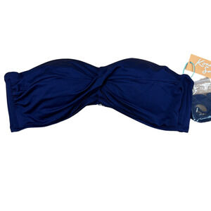 Kona Sol Women's Oxford Blue Molded Bandeau Bikini Top - Size XL - NWT